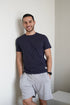 Men summer pajama set Dark blue T-shirt + Light Grey Short